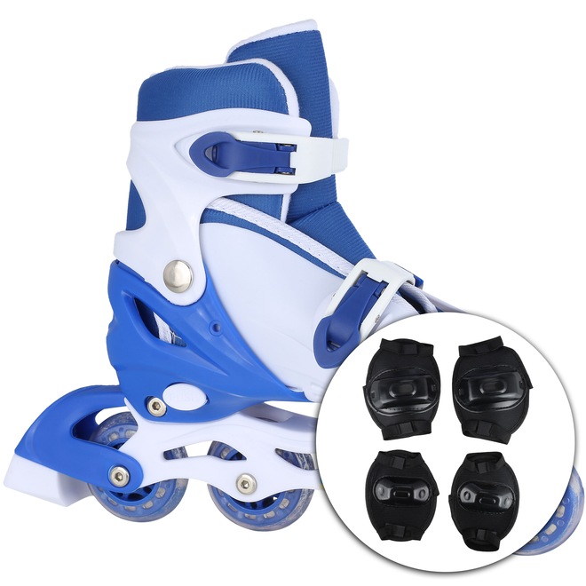 Kit Patins Spin Roller: Patins Ajustável + 2 Joelheiras + 2 Cotoveleiras - Infantil - Foto 1