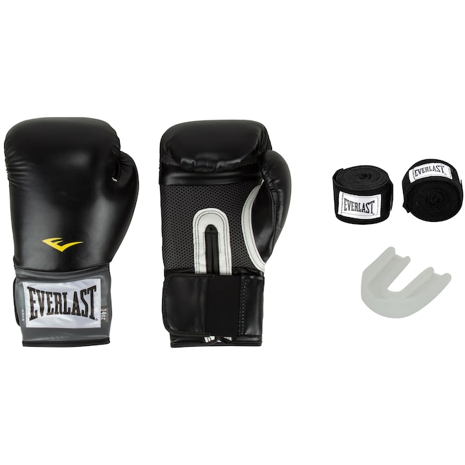 Kit de Boxe Everlast: Bandagem + Protetor Bucal + Luvas de Boxe Training - 14 OZ - Adulto - Foto 1