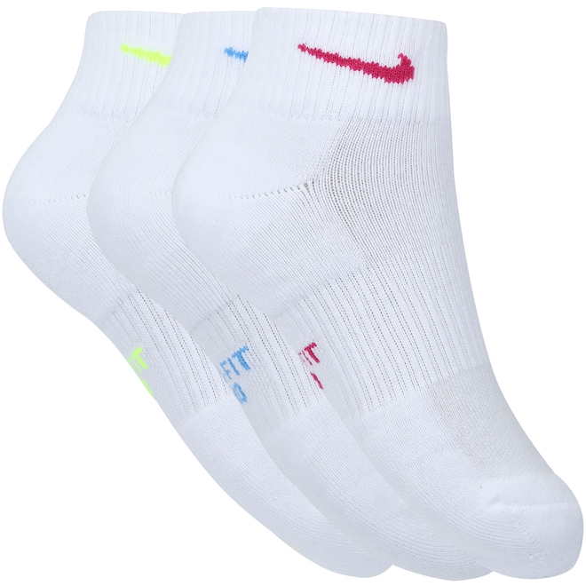 Kit de Meias Cano Médio Nike Cushioned Ankle com 3 Pares - Feminino - Foto 1