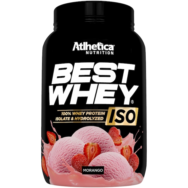 Whey Protein Atlhetica Morango ISO Best - 900g - Foto 1