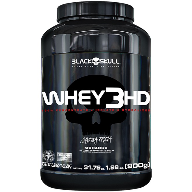 Whey 3HD Black Skull - Morango - 900g - Foto 1