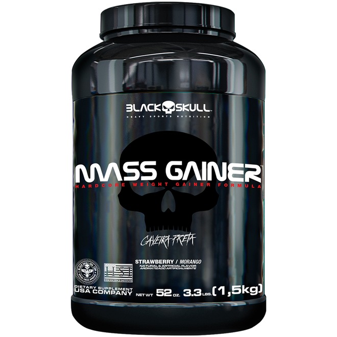 Mass Gainer Black Skull - Morango - 1,5Kg - Foto 1