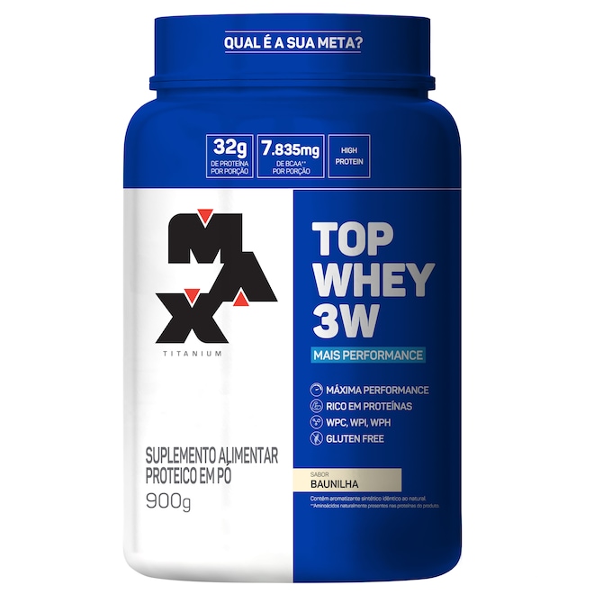 Whey Protein Max Titanium Baunilha Top 3W Mais Performance - 900g - Foto 1