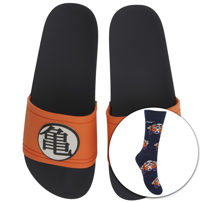 Chinelo Grendene Rider Dragon Ball com 1 Par de Meias - Slide - Masculino - Foto 1