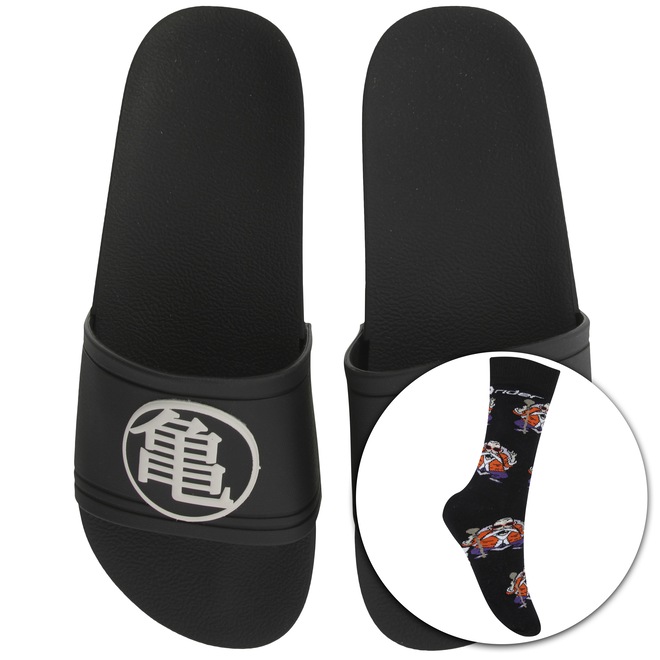 Chinelo Grendene Rider Dragon Ball com 1 Par de Meias - Slide - Masculino - Foto 1