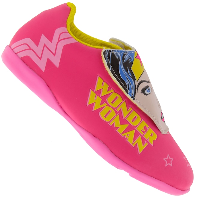 Chuteira Futsal Liga da Justiça Mulher-Maravilha Rosto IC - Infantil - Foto 1