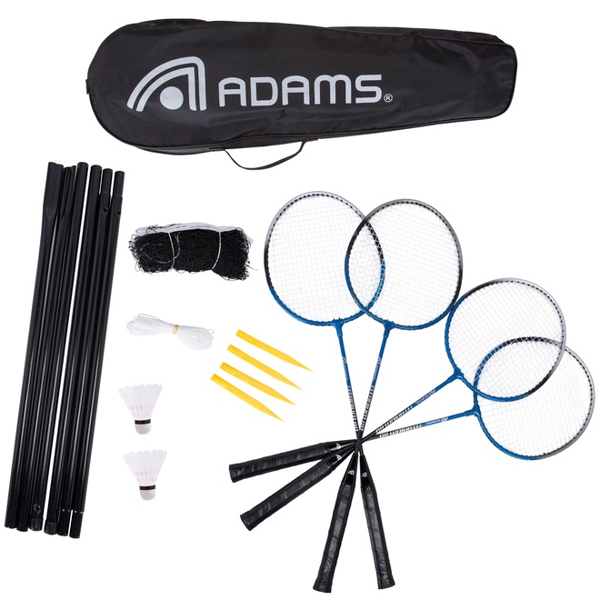 Kit de Badminton Adams Titanium 80 Contender - 4 Raquetes, 2 Petecas, 1 Rede e 1 Raqueteira - Foto 1