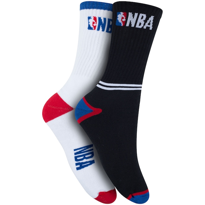 Kit de Meias Cano Alto NBA Logo com 2 Pares - 39 a 43 - Adulto - Foto 1