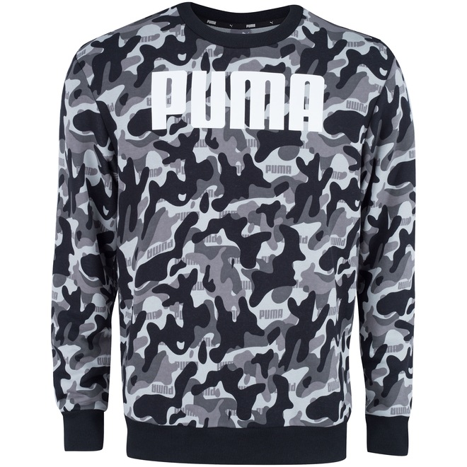 Blusão Puma Rebel Camo Crew TR - Masculino - Foto 1