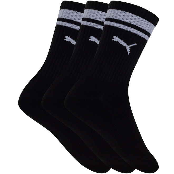 Kit de Meias Cano Médio Puma Esportiva com 3 Pares - 39 a 43 - Adulto - Foto 1