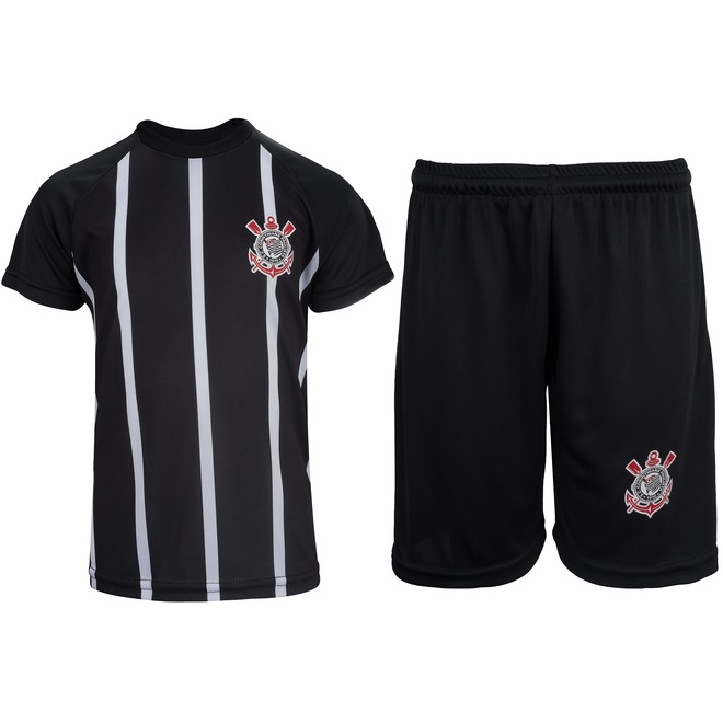 Kit de Uniforme de Futebol Infantil do Corinthians com Camisa e Calção XPS Sports - Foto 1