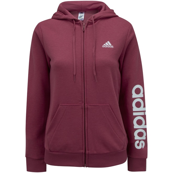 Jaqueta de Moletom adidas com Capuz Logo Linear - Feminina - Foto 2
