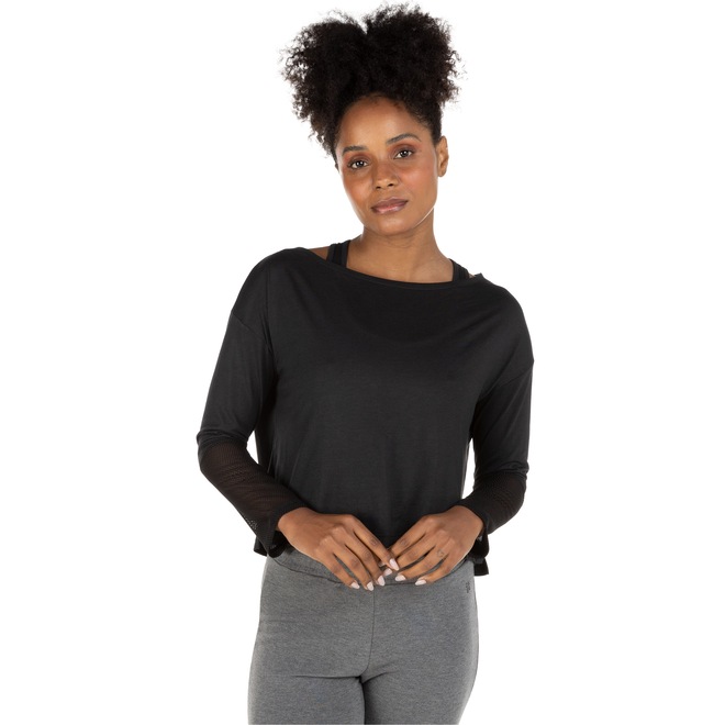 Blusa Feminina Manga Longa Cropped Oxer Detail - Foto 2