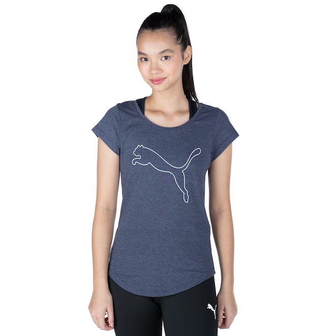 Camiseta Puma Feminina Manga Curta Performance Heather Cat - Foto 2