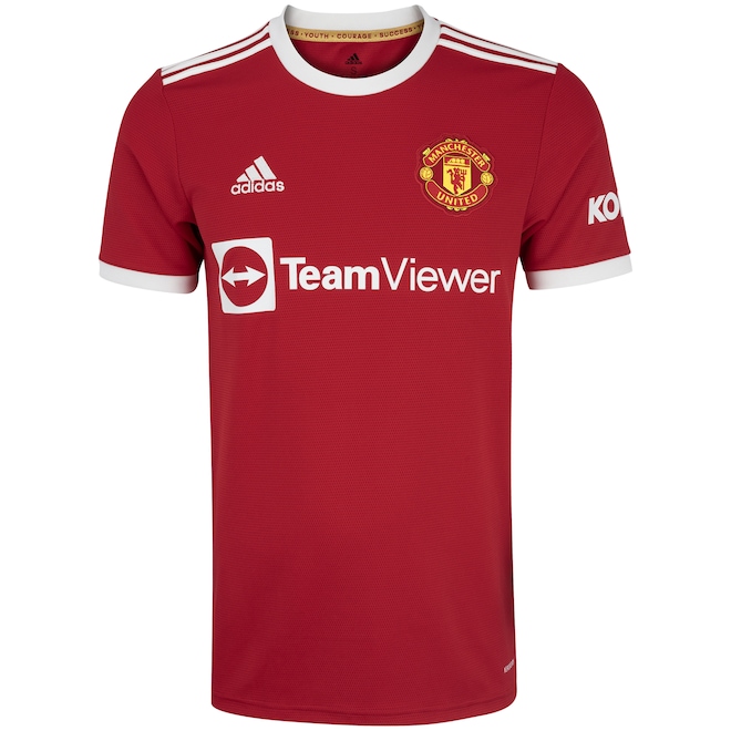Camisa Manchester United I 21/22 adidas - Masculina - Foto 1