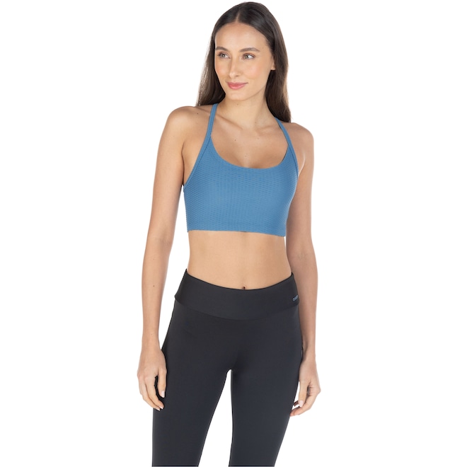 Top Fitness Oxer Alça Fina Textura - Adulto - Foto 2