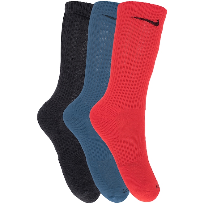 Kit de Meias Nike Everday Plus Cush Crew com 3 Pares - Tam 39-43 - Adulto - Foto 1
