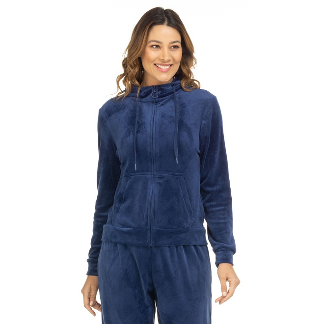 Jaqueta de Plush Feminina Oxer com Capuz e Bolso - Foto 2