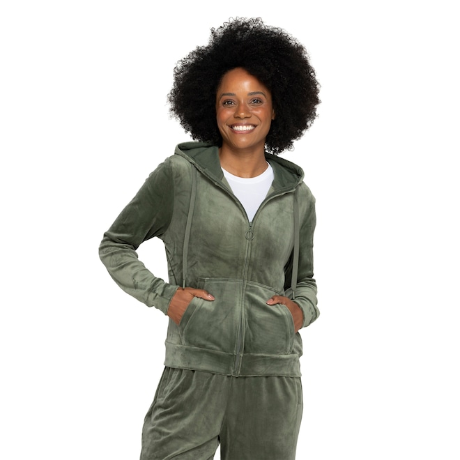 Jaqueta de Plush Feminina Oxer com Capuz e Bolso - Foto 2