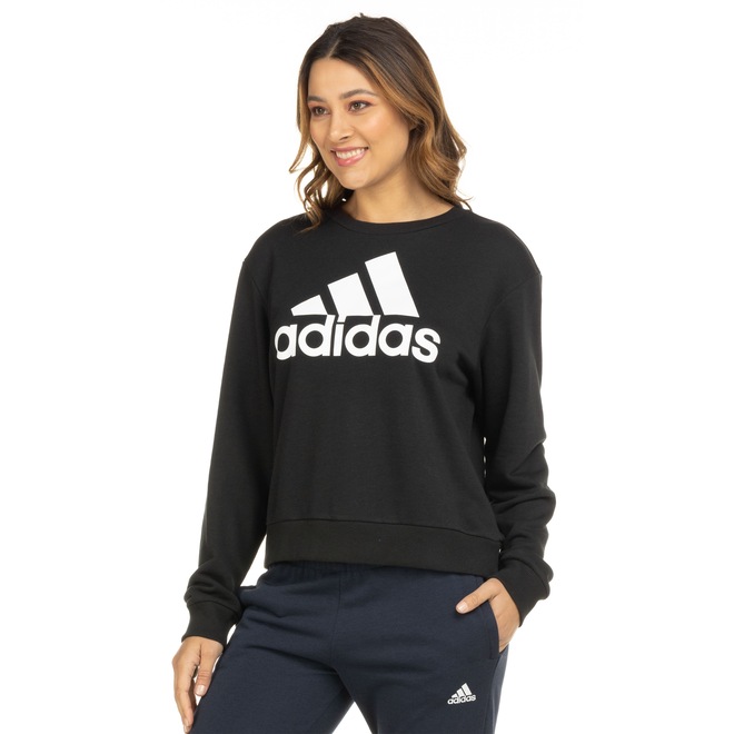 Blusão de Moletom sem Capuz adidas Folgado Essentials Logo - Feminino - Foto 2