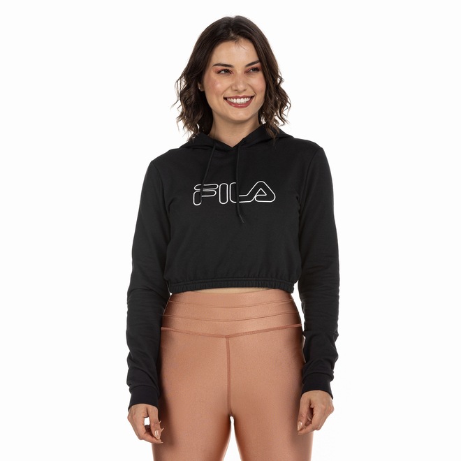 Blusa Feminina Manga Longa Cropped com Capuz Fila Comfort Easy - Foto 2
