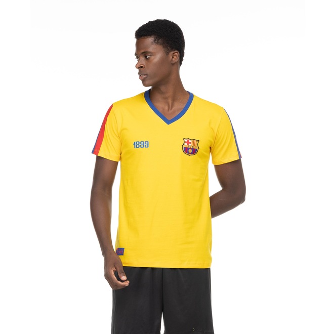 Camiseta Barcelona Manga Curta Casual Retrô Campions - Masculina - Foto 2