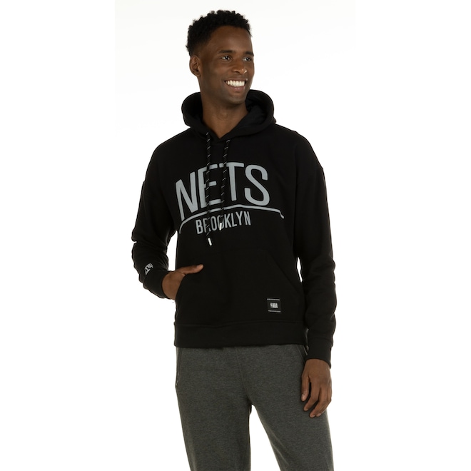 Blusão de Moletom Brooklyn Nets NBA com Capuz - Masculino - Foto 2