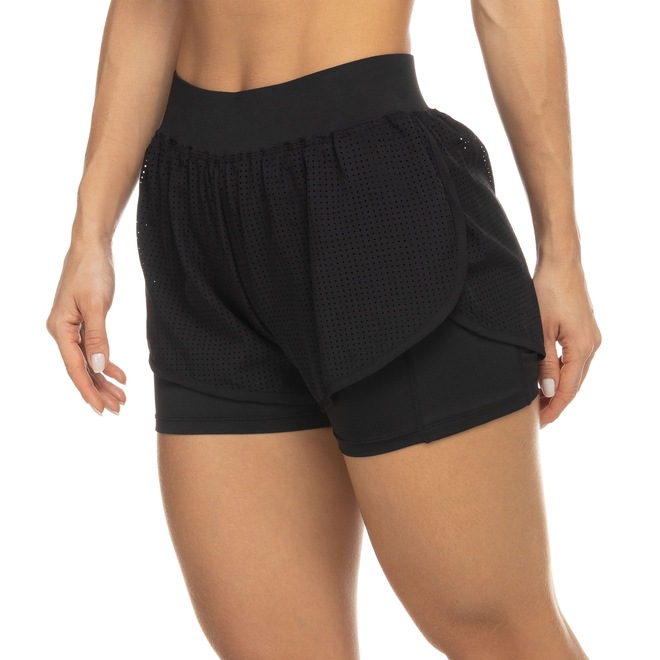 Short 2 em 1 Bolso Interno Feminino Oxer Duplo Laser Cut - Foto 2