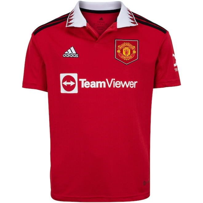 Camisa Polo Manchester United I 22/23 adidas - Infantil - Foto 1