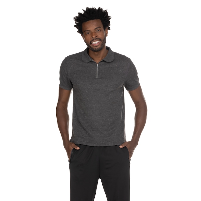 Camisa Polo Oxer Manga Curta Ziper - Masculina - Foto 2