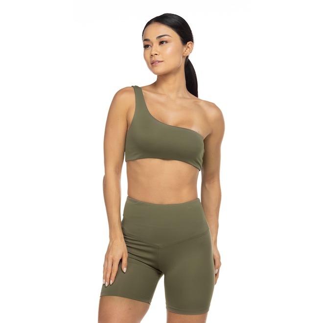 Top Fitness Inhale sem Bojo Baixa Sustentação Um Ombro - Adulto - Foto 2