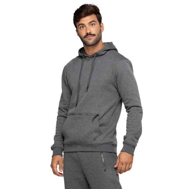 Blusa de Moletom Masculina Oxer com Capuz Canguru Bolso - Foto 2