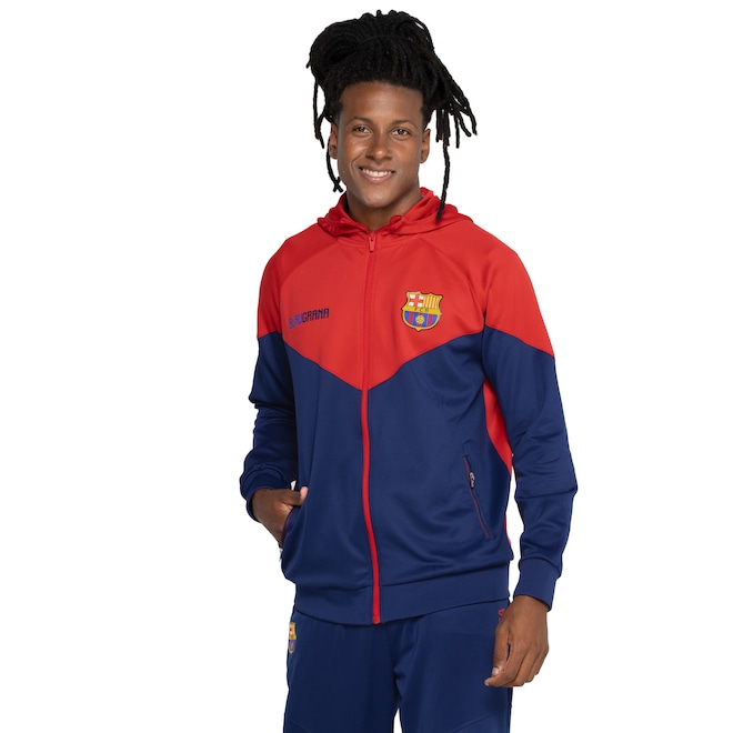 Jaqueta do Barcelona Masculina com Capuz Jogador - Foto 2