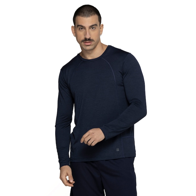 Camiseta Masculina Oxer Manga Longa Mescla Flat - Foto 2