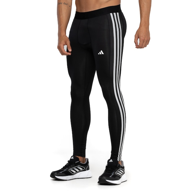 Calça Legging Masculina adidas Techfit 3 Listras - Foto 2
