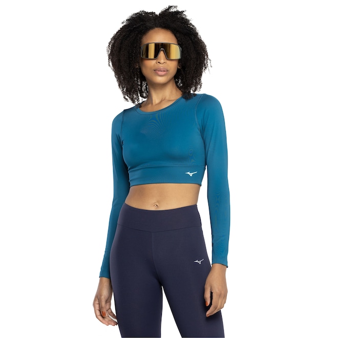 Blusa Cropped Manga Longa Feminina Mizuno Soul Fit - Foto 1