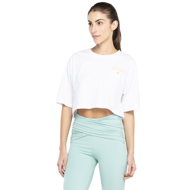 Blusa Cropped Manga Curta Feminina Oxer Estampada - Foto 2