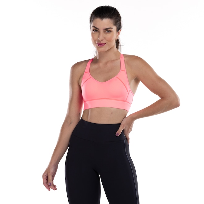 Top Fitness com Bojo Fixo Oxer Alta Sustentação Alça Cruzada - Adulto - Foto 1