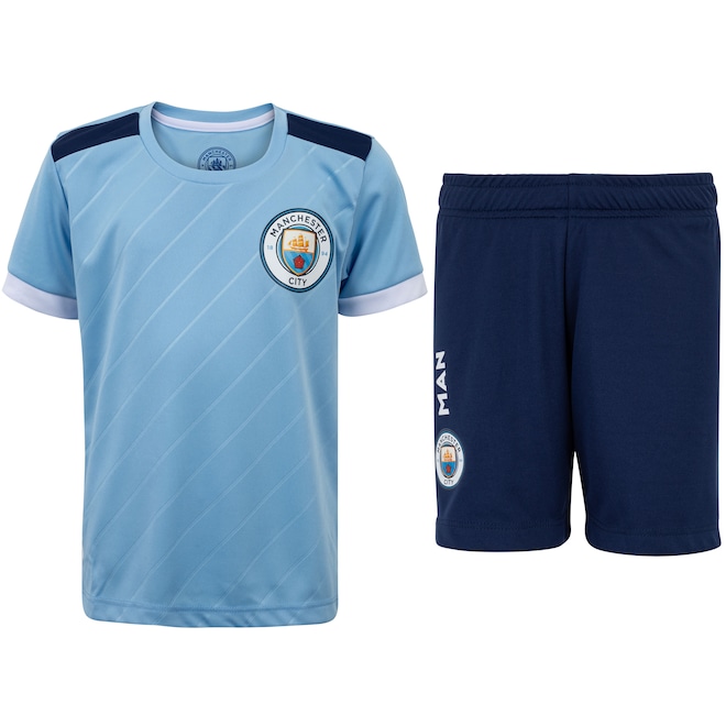 Kit Fardamento Manchester City Infantil Camiseta + Calção - Foto 1