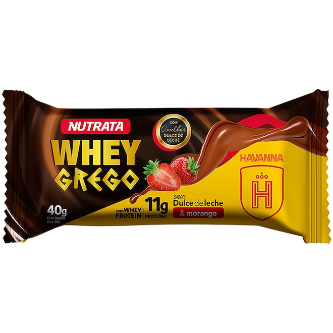 Barra de Proteína Whey Grego Doce de Leite com Morango Havanna Nutrata 40g - Foto 1