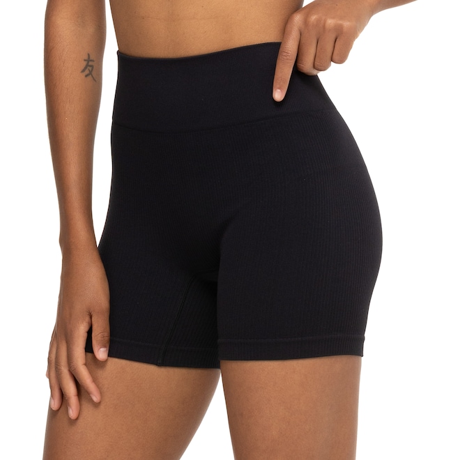 Short Feminino Oxer Canelado Sem Costura - Foto 2