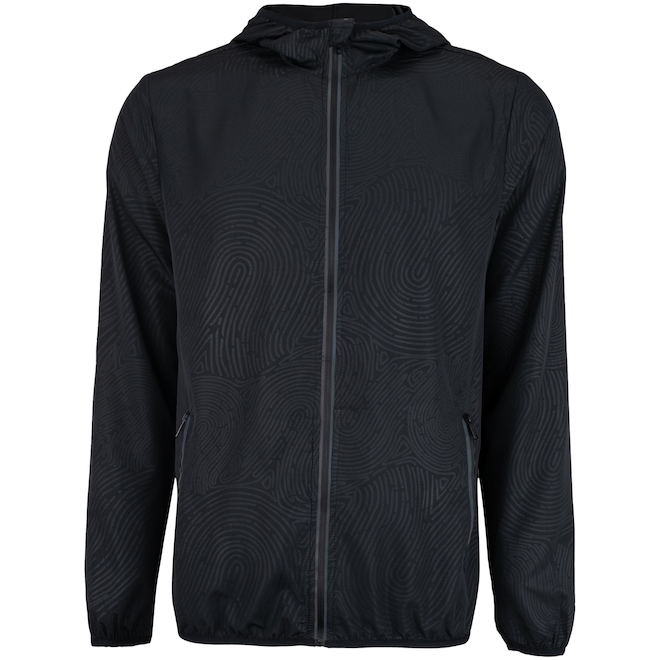 Jaqueta Corta-Vento Masculina Oxer com Capuz Tecido Plano Heat Embossed - Foto 1