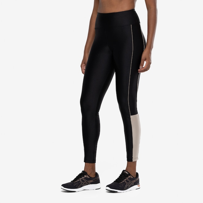 Calça Legging Feminina Oxer Brilho Vivo Lateral Cós Médio Média Compressão - Foto 2