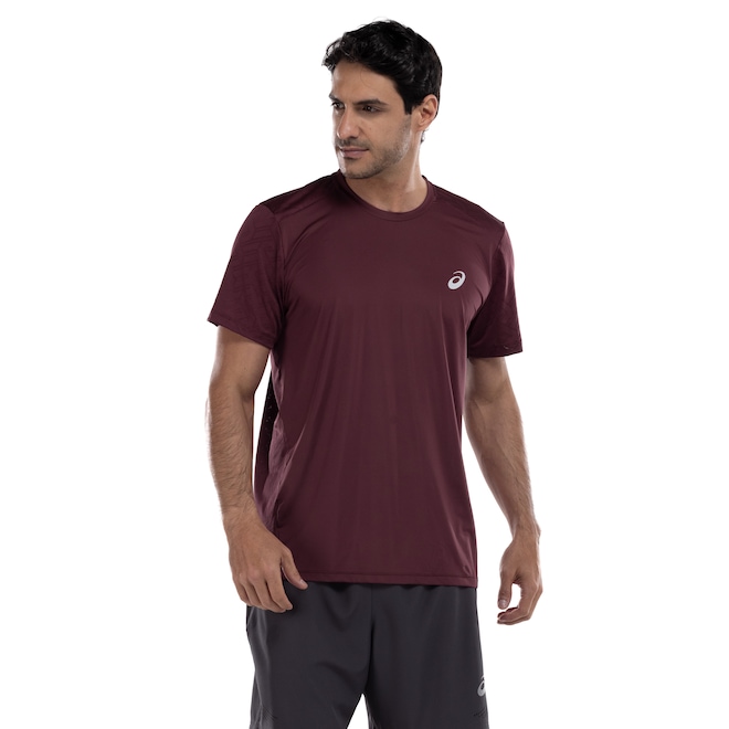 Camiseta Masculina ASICS Manga Curta Jacquard Antiodor Cava Tradicional - Foto 1