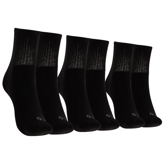 Kit de Meias Cano Médio Oxer com 3 Pares Atoalhada Tamanho 34 a 38 Adulto - Foto 1
