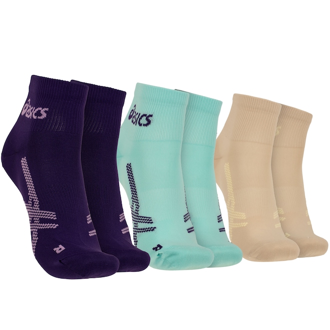 Kit 3 Pares de Meias ASICS Cano Baixo Quarter Tamanho 34-38 Adulto - Foto 1