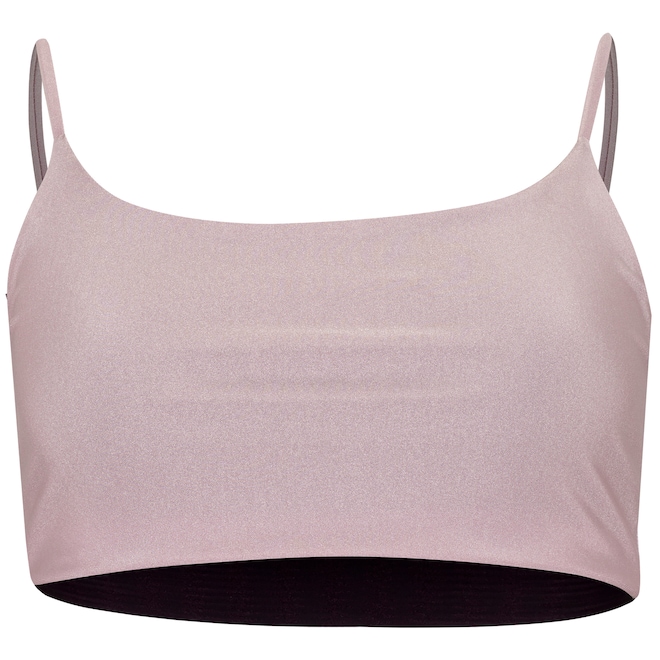 Top Fitness sem Bojo Oxer Baixa Sustentação Brilho Reversível Adulto - Foto 1