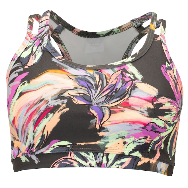 Top Fitness sem Bojo Oxer Alça Fina Floral Baixa Sustentação Maxi II Adulto - Foto 1