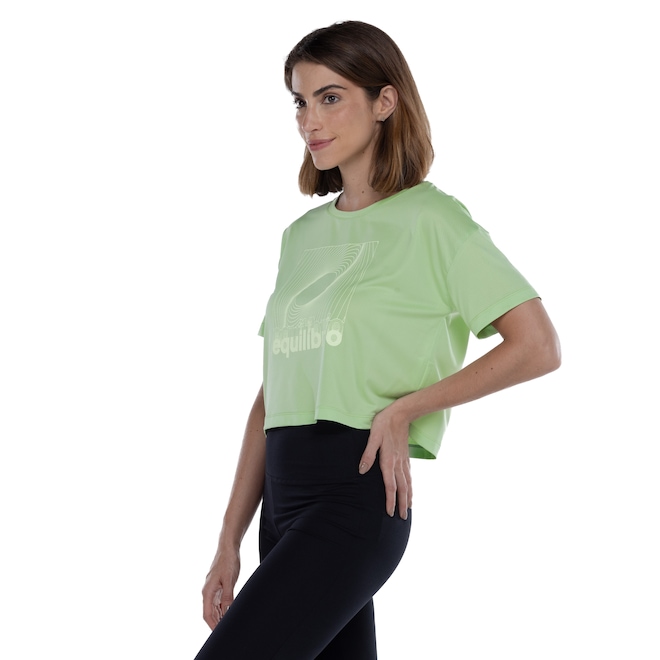 Blusa Cropped Feminina Oxer Manga Curta Textura Print - Foto 2