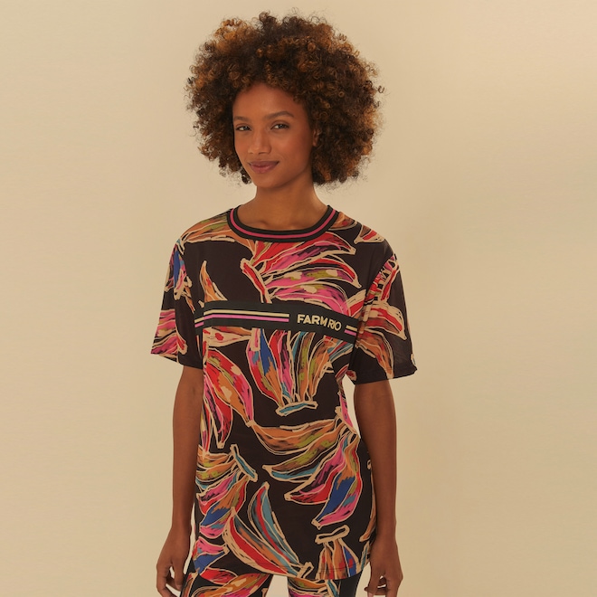 Camiseta Feminina Farm Rio Manga Curta Banana Artsy Dry Fit - Foto 1